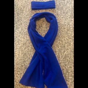 long cool blue scarf and matching headband